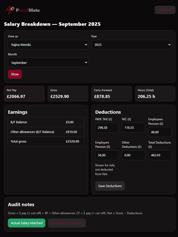 PAeryllMate Salary Calculator