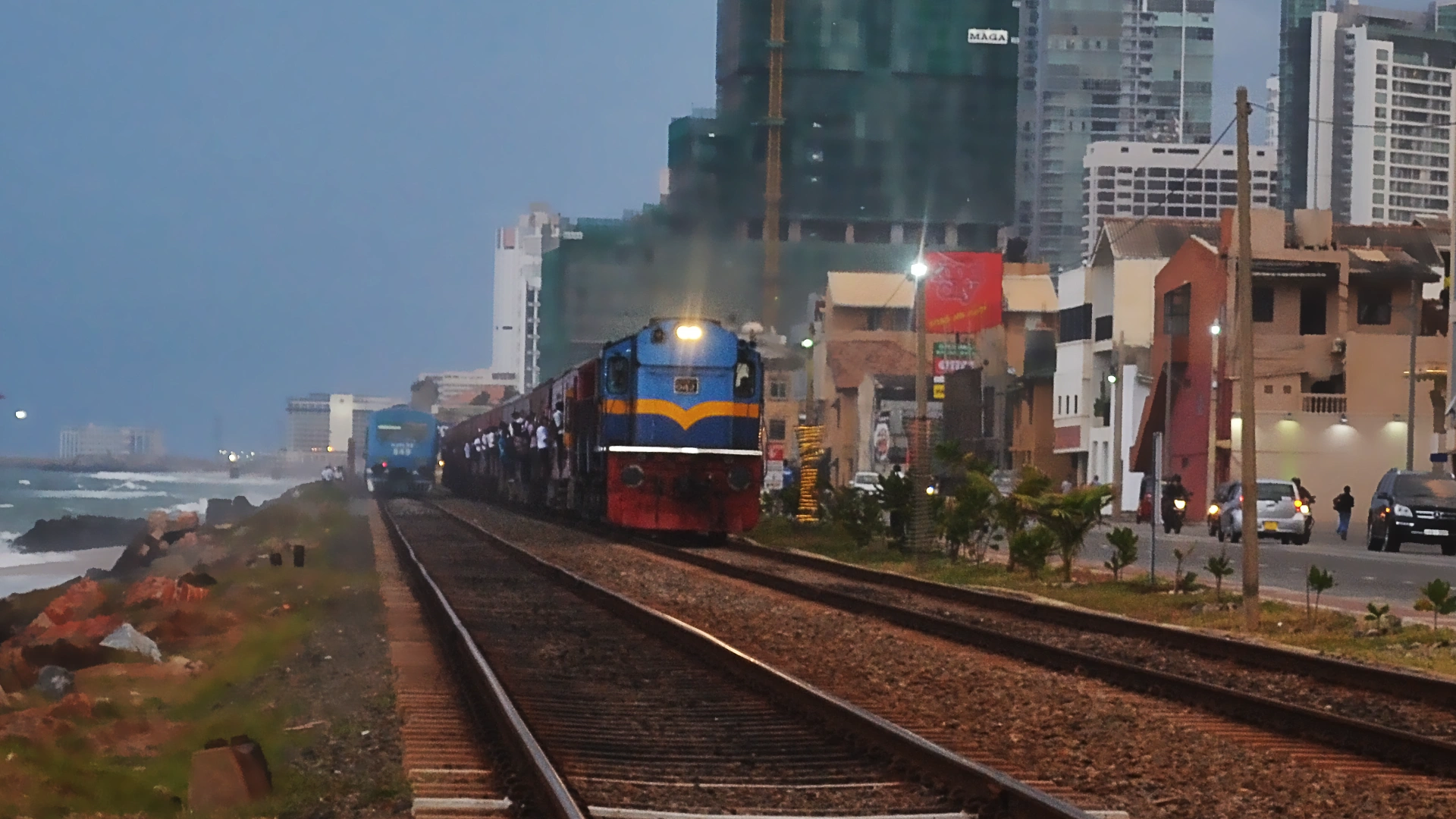 Train journey captured on the Colombo Galle line in Sri Lanka